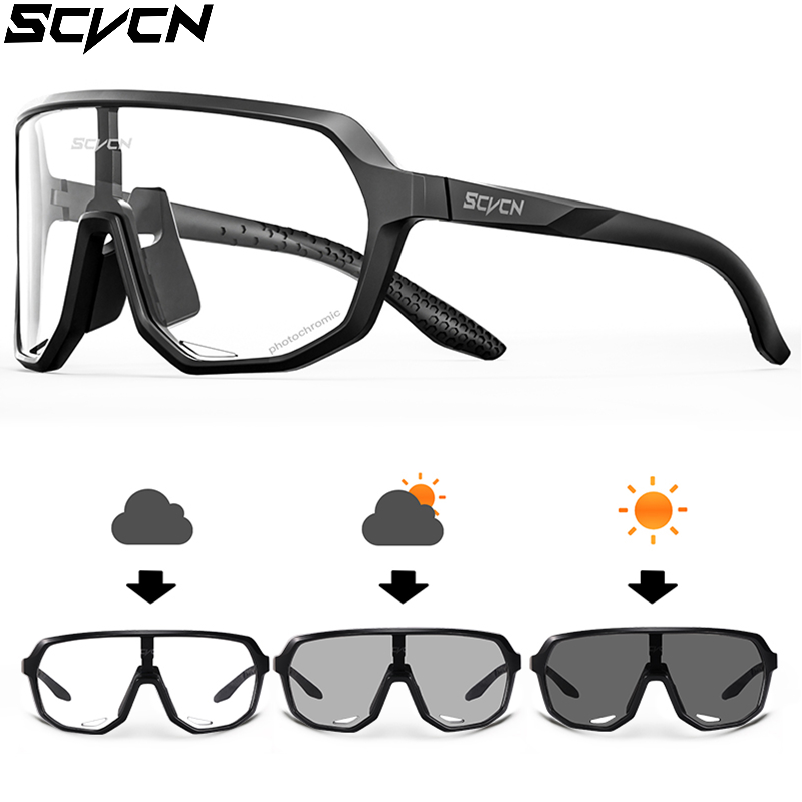 SCVCN Polarized Cycling Glasses Men Mountain Bike Glasses Women 3 Lenses  Sport Sunglasses MTB Riding Glasses Bicycle Running