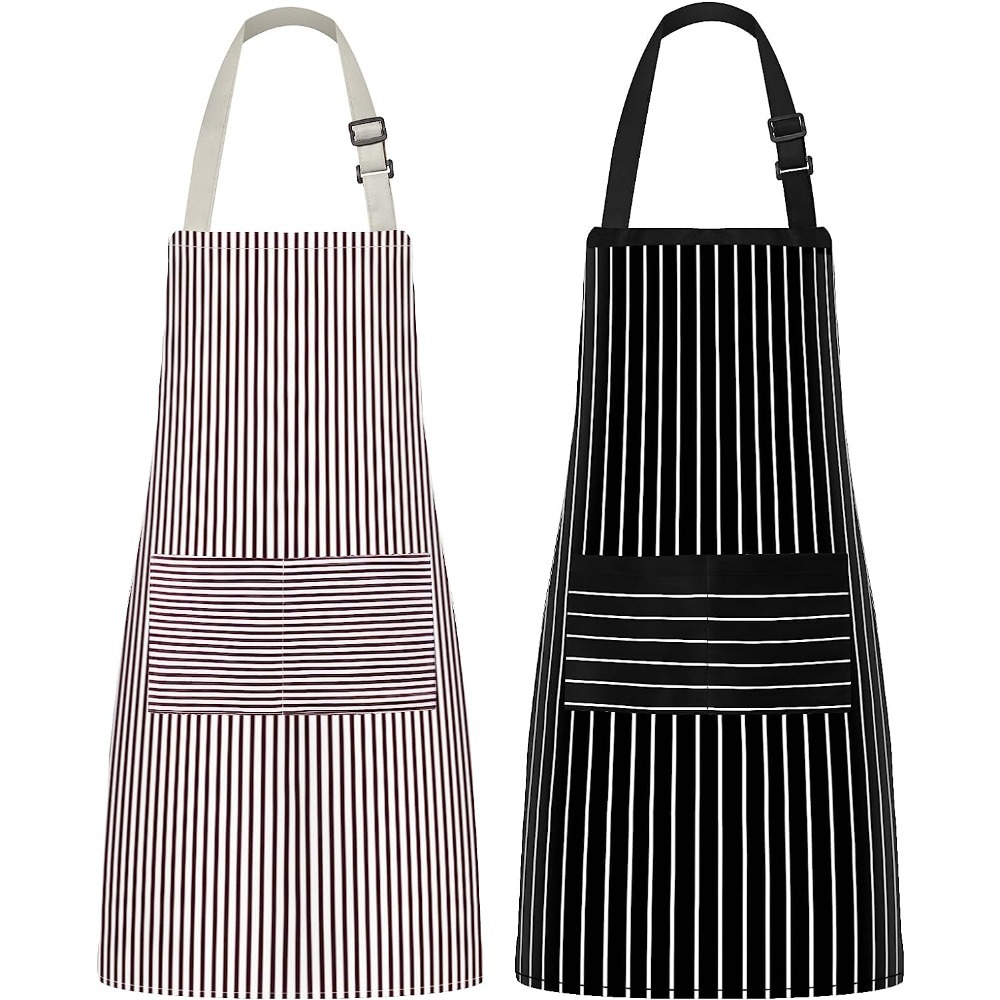 Polyester Apron Unisex Adjustable Cooking Apron 2 Pockets Solid Apron
