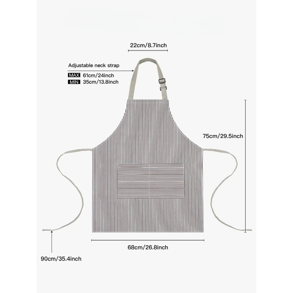 Polyester Apron Unisex Adjustable Cooking Apron 2 Pockets Solid Apron