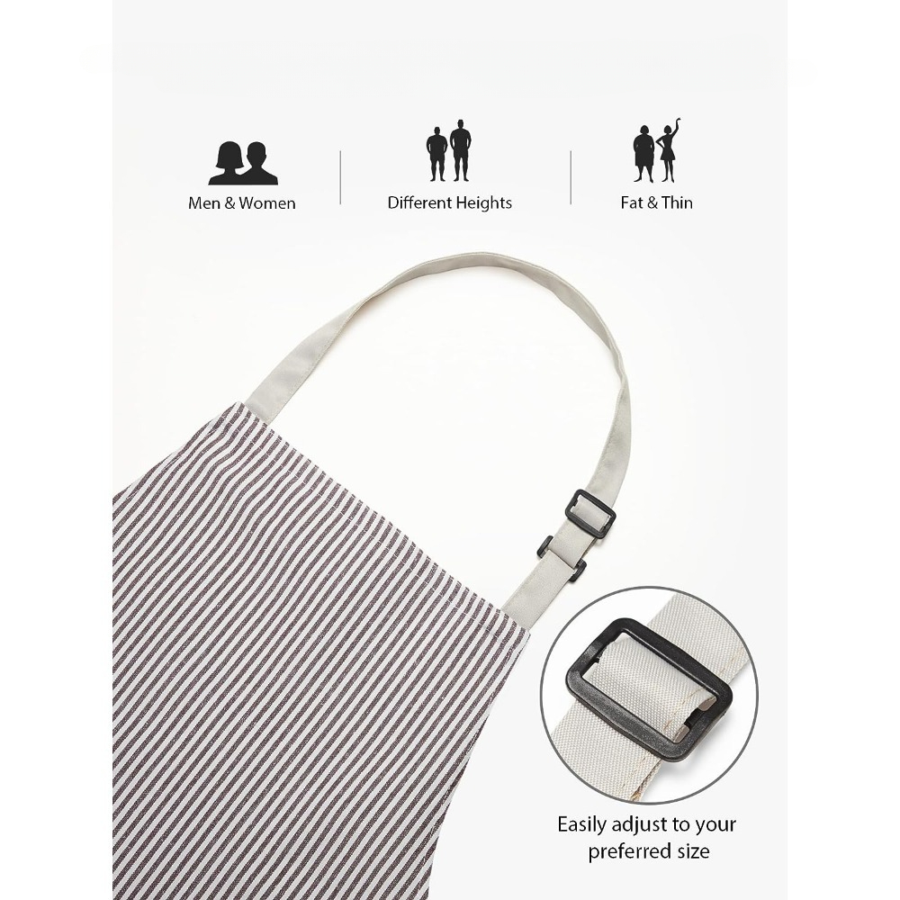 Polyester Apron Unisex Adjustable Cooking Apron 2 Pockets Solid Apron