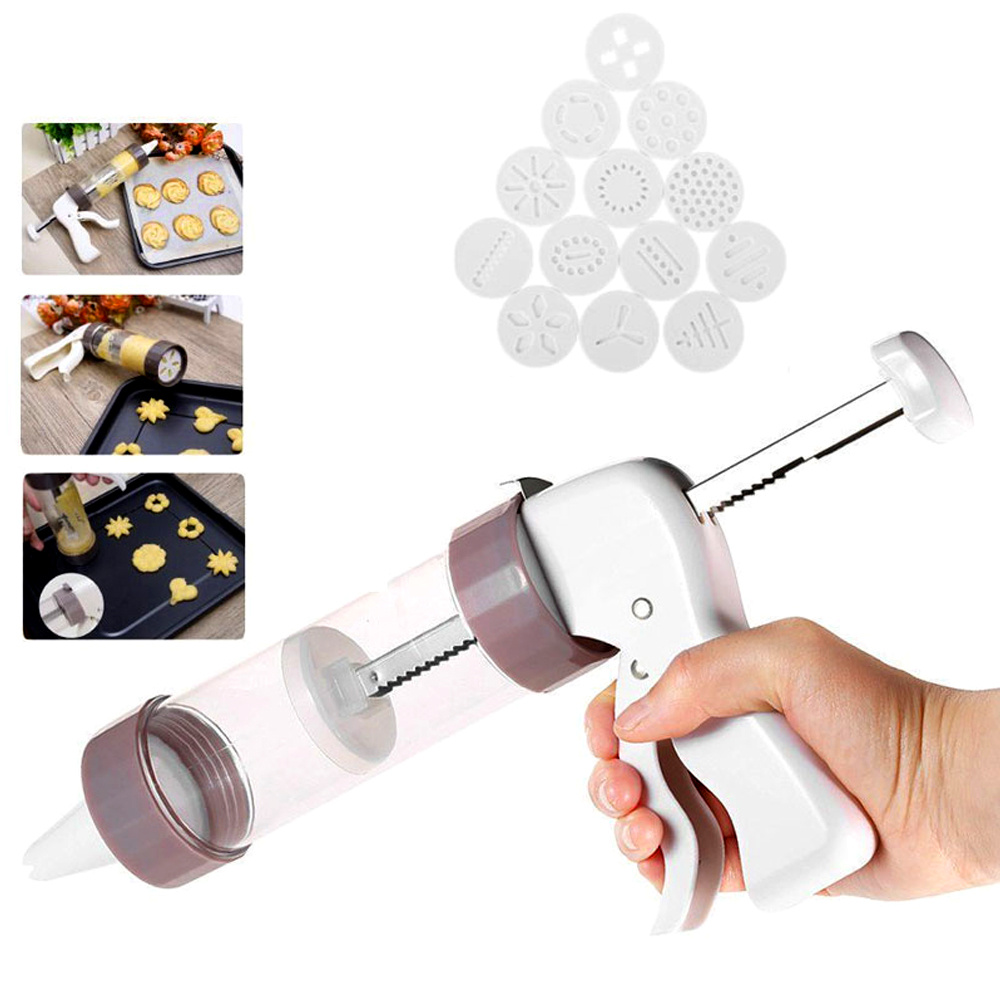 Cookie Press Gun Kit Manual Cookie Maker With 13 Cookie Mold - Temu