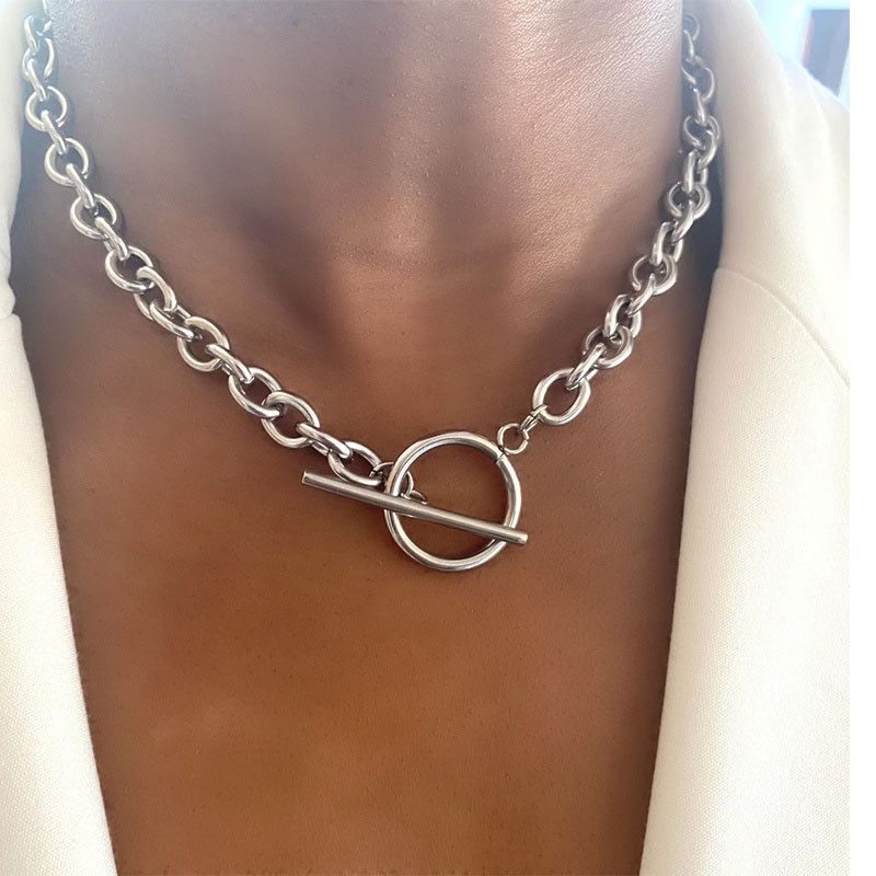 Chain Necklace Chunky Padlock Chain for Men Handmade Silver 
