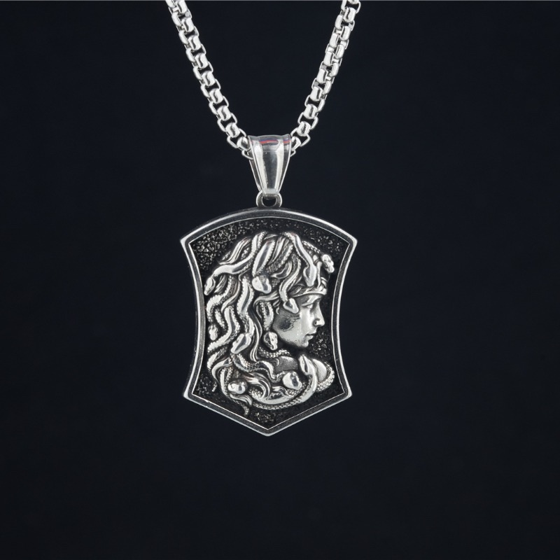 Medusa Necklace Greek Mythology Sterling Silver Pendant 