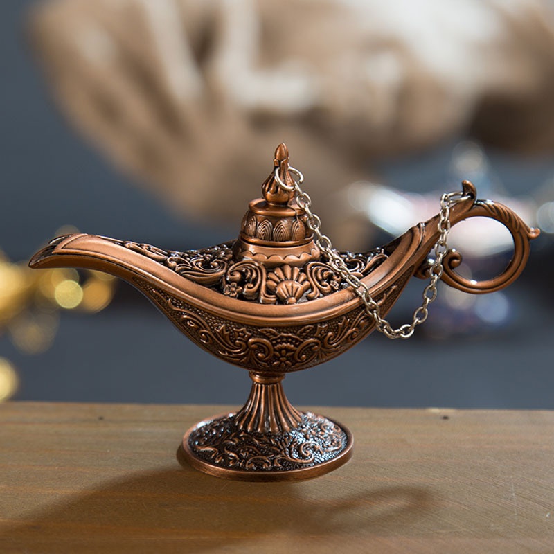 Colorful Metal Genie Magic Lamp Retro Wishing Oil Lamp Pot Incense