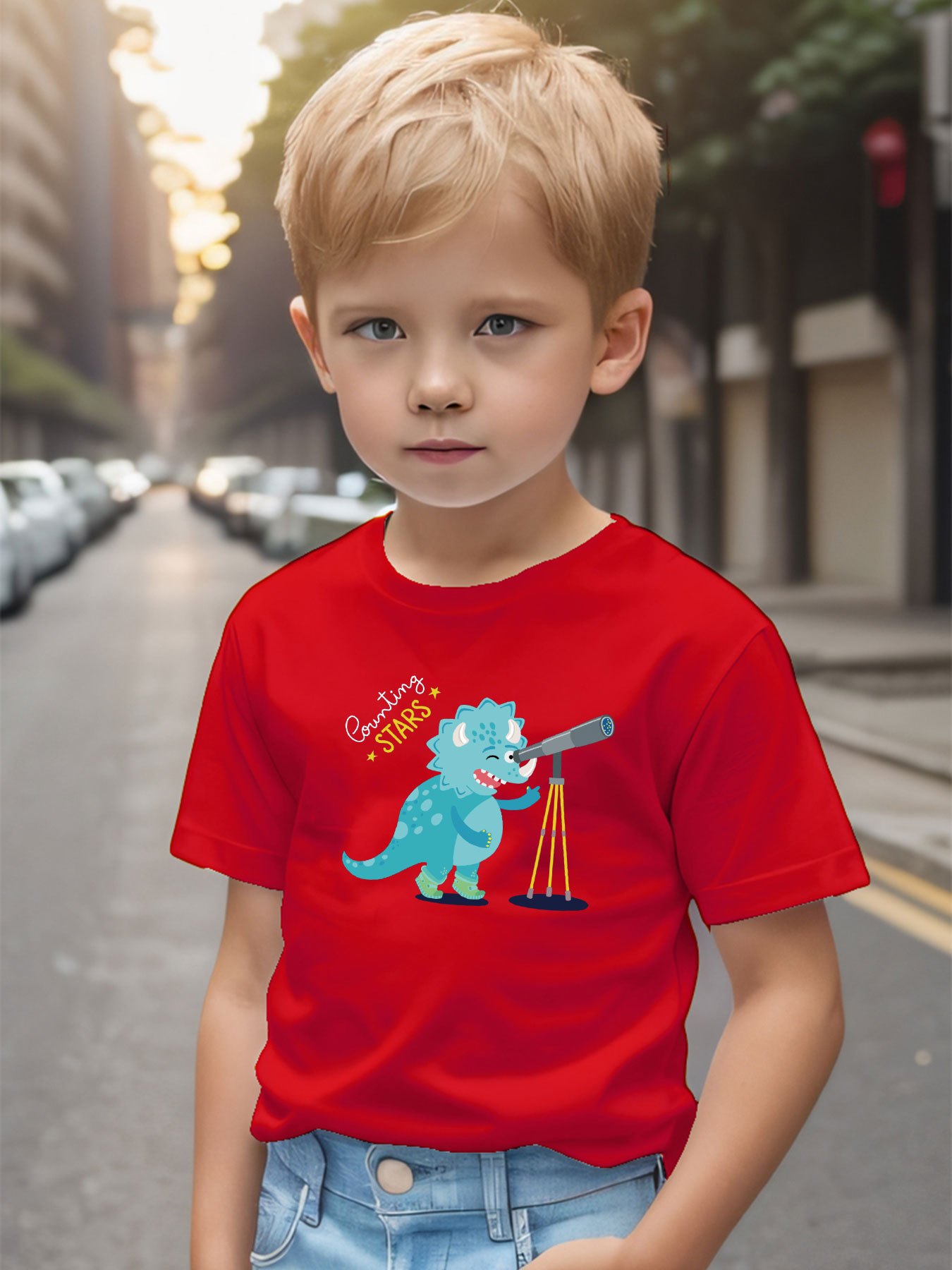 Baby Boy 95% Cotton Long-sleeve Faux-two Cartoon Dinosaur Print T-shirt