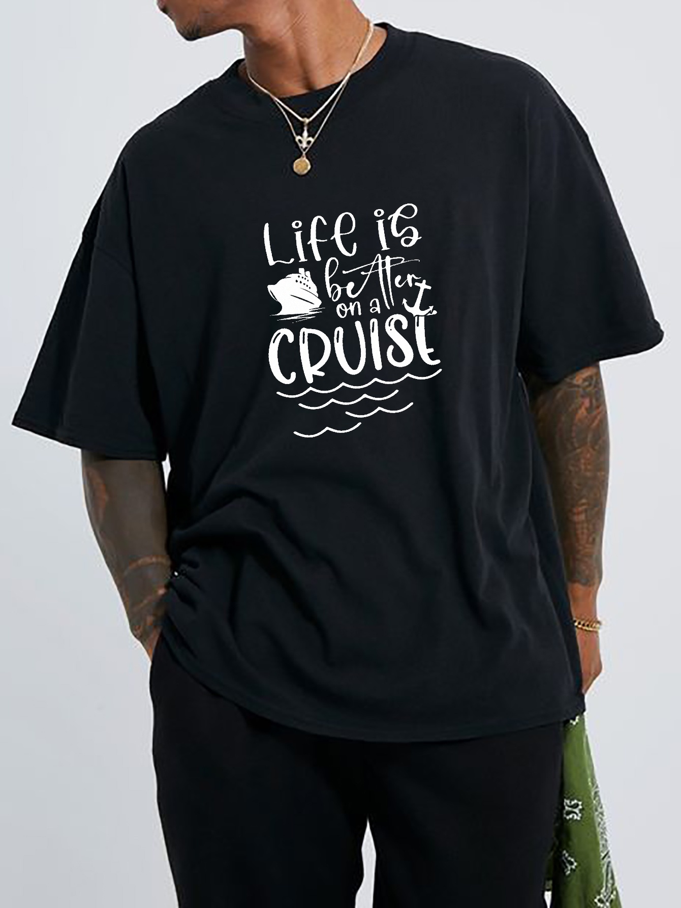 Black and White Graphic Tees for Men, Cotton Linen Top Mens Cruise Shirts  Men's Short Sleeve Shirts with Pockets Fishing T Shirts for Men