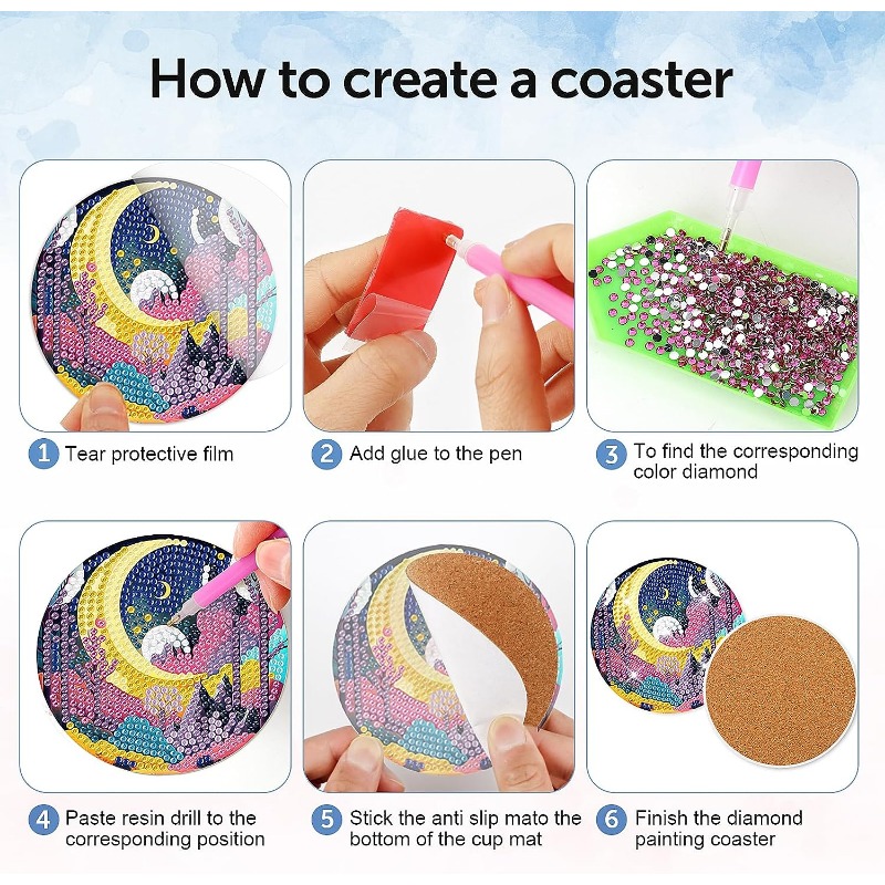 8 Pcs Diamond Painting Coasters With Holder, Ocean Diamond Art Coasters Diy  Crafts For Adults, Small Diamond Painting Kits Supplies