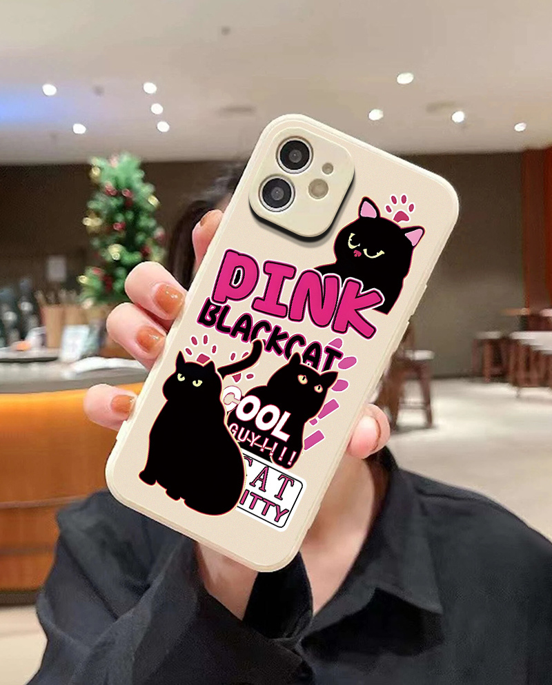 2pcs Black Cat Phone Case For Iphone 14 13 12 11 Pro Max X Xr Xs 7