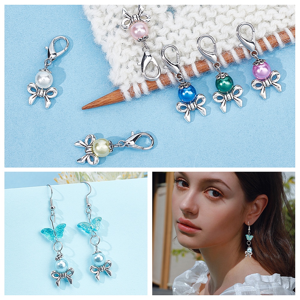 PRETTY GEMS Stitch Markers, Keyrings for Crochet & Knitting 