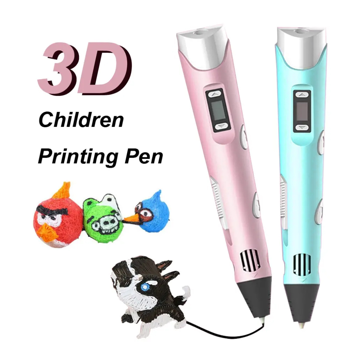 3d Printing Pen, Intelligent 3d Pen With Pla Filaments Led Display 3d  Drawing Pen Creative Diy Gift Printing Temperature Control Easy To Use For  Kids