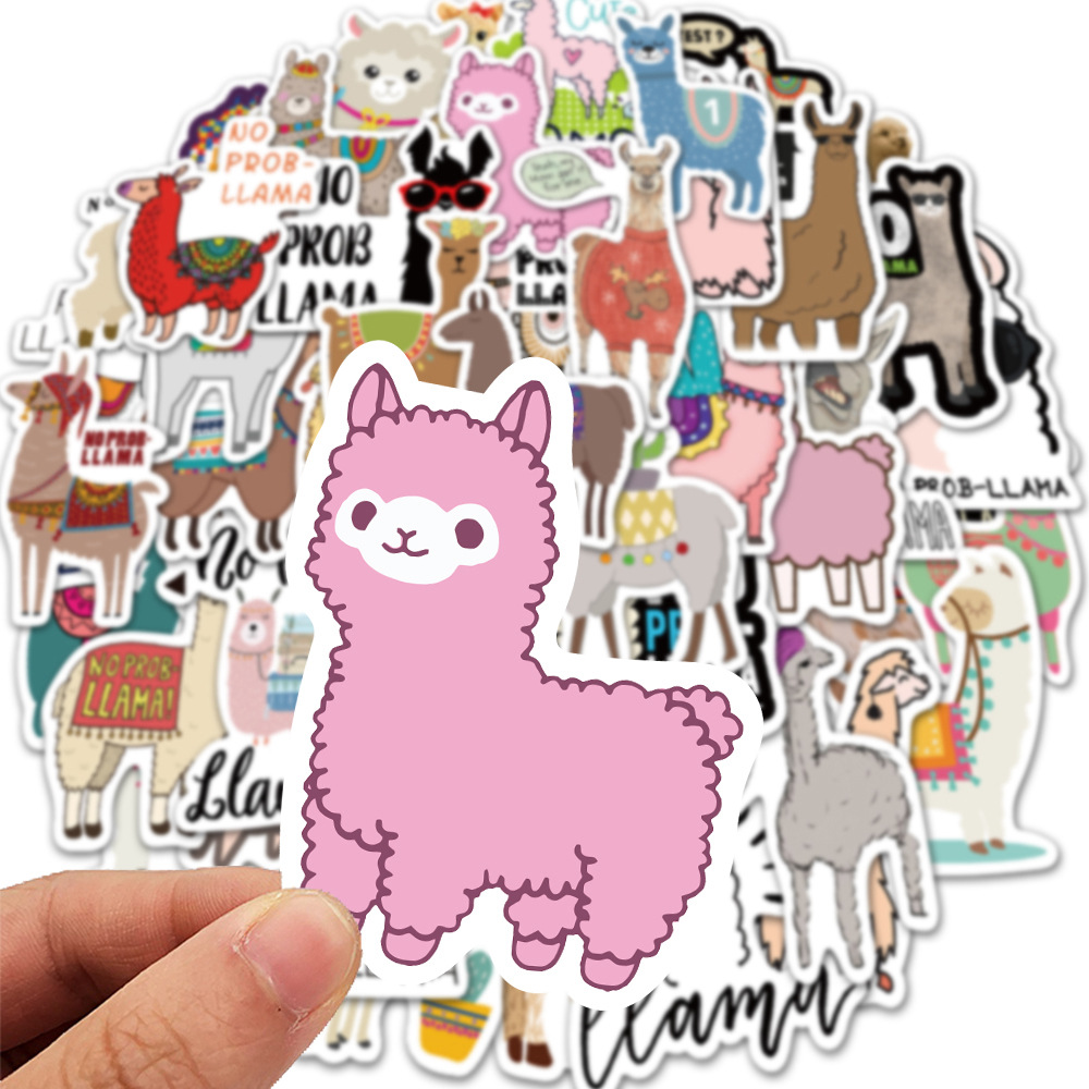 Kawaii Happy Llama Alpaca Waterproof Stickers, Alpaca Stickers