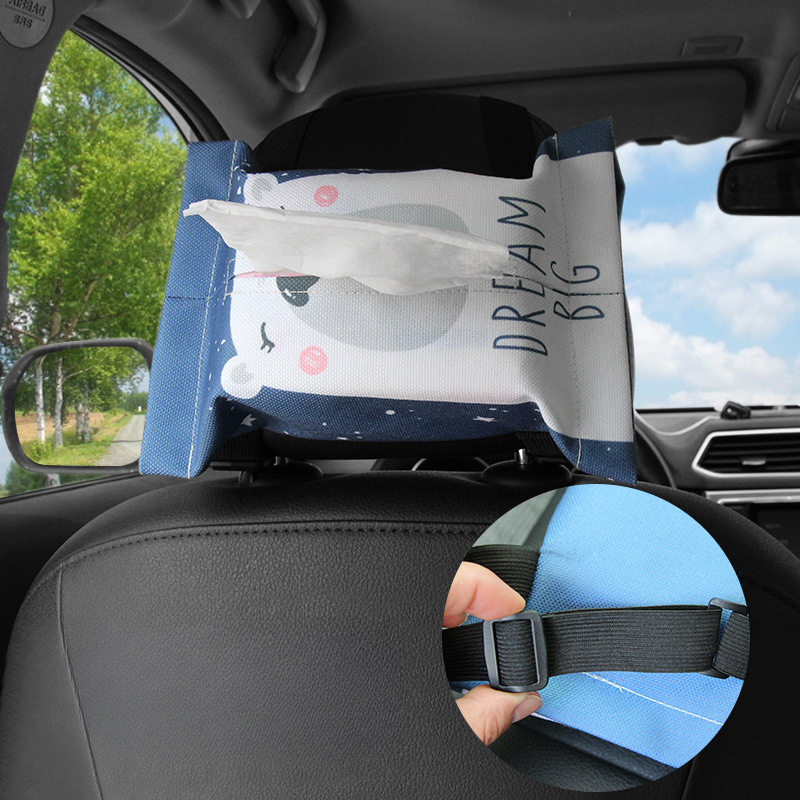 Car Tissue Box Hanging Cartoon Sun Visor Chair Back Draw Paper Box Car  Armrest Box Draw Paper Bag Car Tissue Bag - Temu