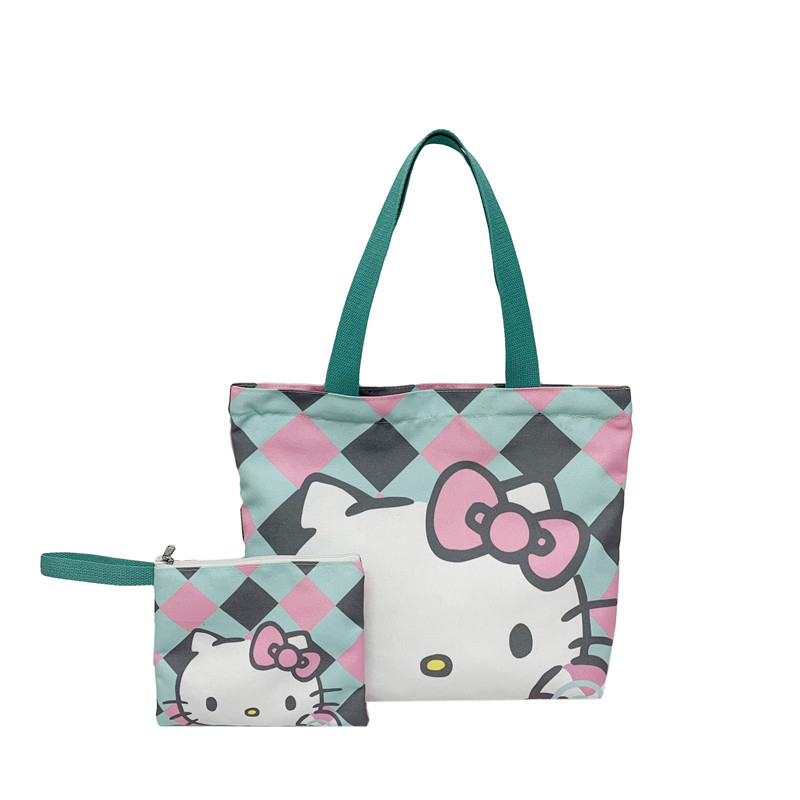 2Pcs Miniso Sanrio Hello Kitty Canvas Tote Bag Set, Large Capacity Shoulder  Bag With Coin Bag, Perfect Handbag For Daily Use