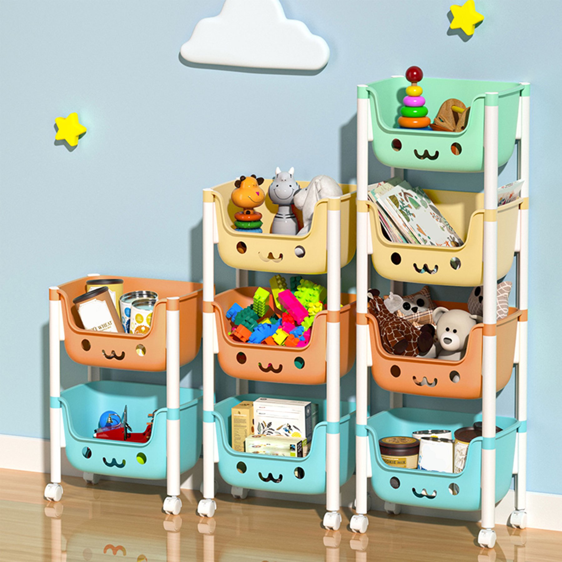 Tangkula 3-in-1 Kids Toy Storage Rack Pineapple Toy Organizer
