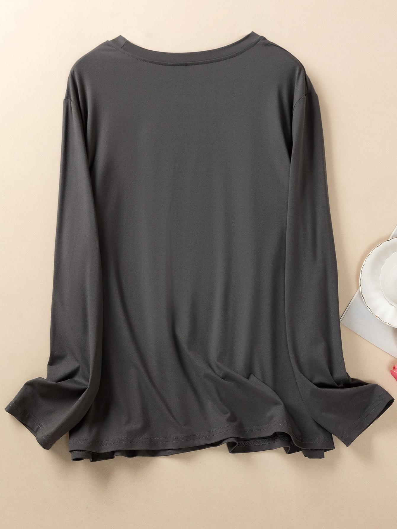 Dragonfly Print Plus Size Long Sleeve Pajama Top