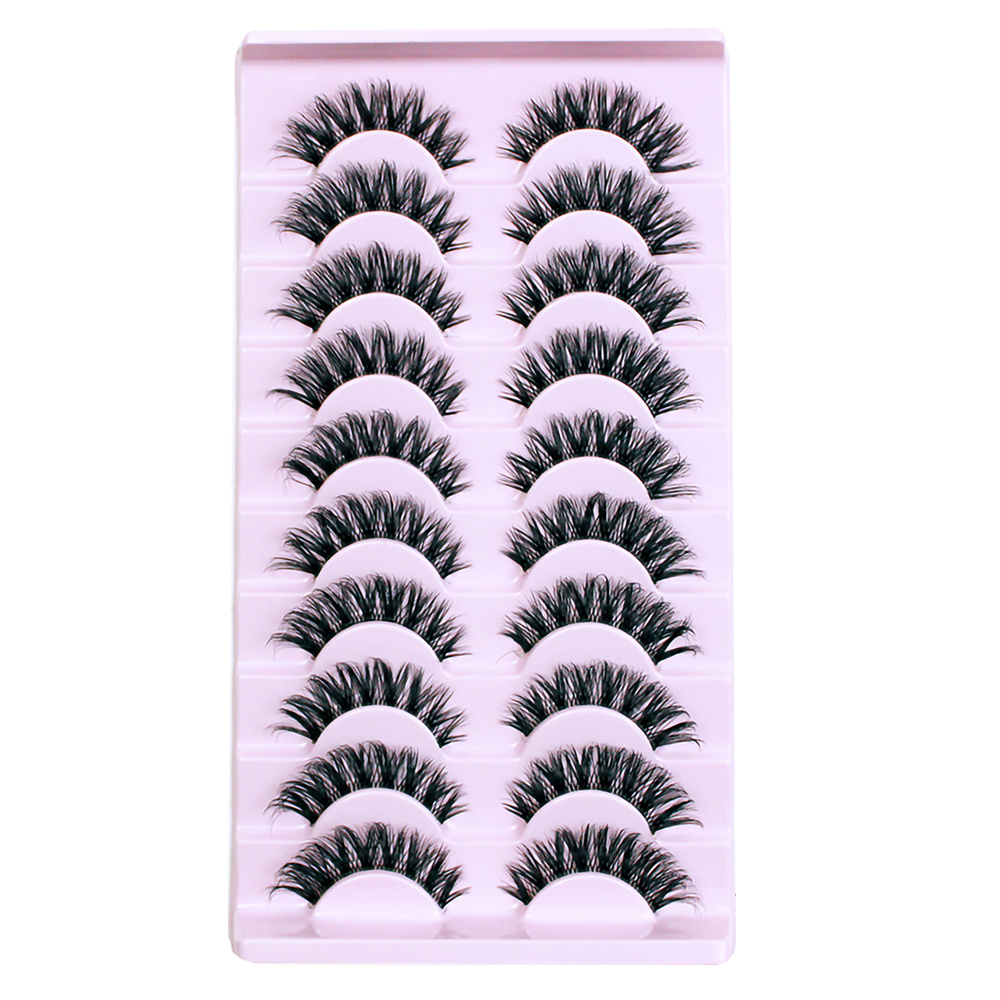 10 Pairs 6d Mink Eyelashes - Super Fluffy & Wispy With Cat Eye Effect, D , 10-12mm - Dramatic Look False Lashes Extension For Eye Makeup, Eyelash Accessories