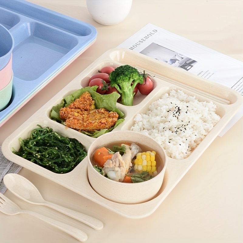 Lunch Box 5 Compartment Food Storage Containers with Lids Bento Lunch Box  Divided Plates Divided Dinner Tray Bento Lunch Box Divided Food Containers