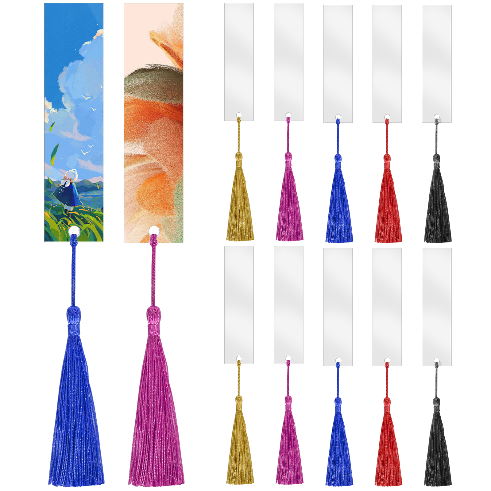 Diy Bookmark Clear Acrylic Bookmark 15 Colorful Tassels - Temu