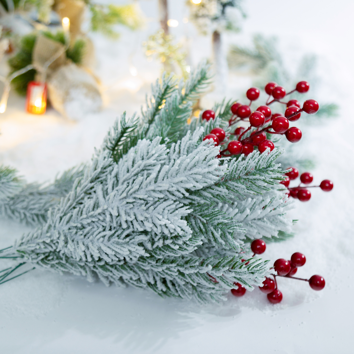 Christmas background of natural and artificial pine branches with