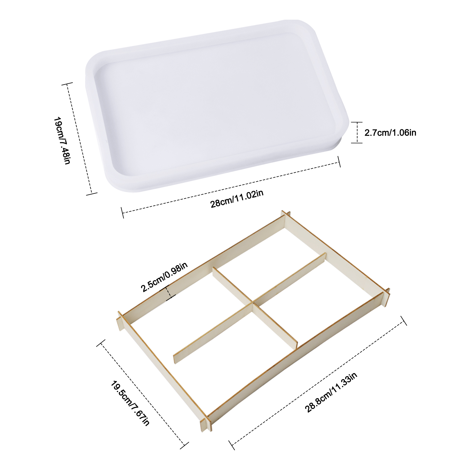 14 Inches Silicone Tray Mold, Large Rolling Tray Molds Christmas, Rectangle  Resin Tray Molds with Handles for Resin Making Dish Tray Craft DIY at Home