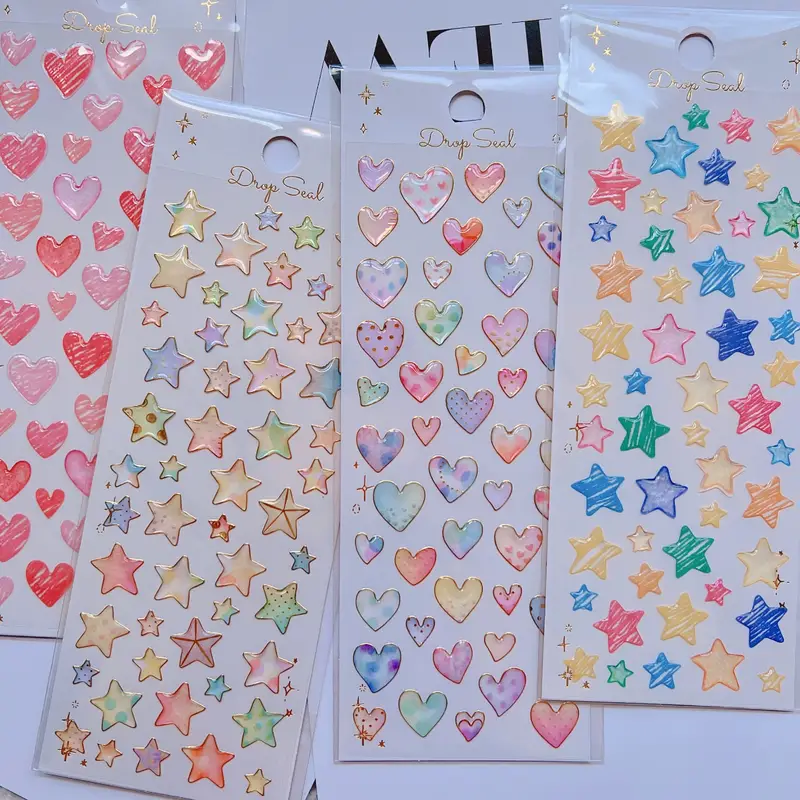 Random Kawaii Simple Colorful Heart Star Crystal Drop 3d - Temu