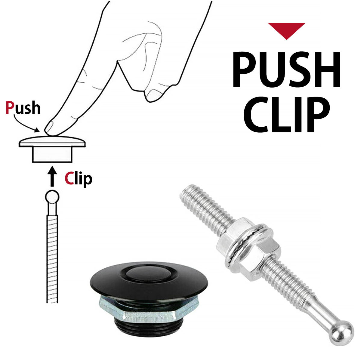 4Pcs Push Button Quick Release Hood-Pins Bonnet-Lock-Clip Latch  Bumper-Universal