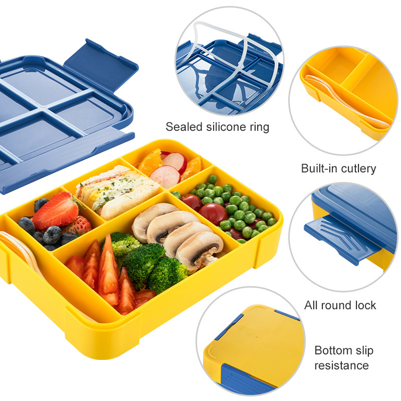 Lunch Box Portable Microwave Lunch Containers For Adult/Kid/Toddler 4  Compartment Sealed Salad BoxPicnic Food StorageContainer