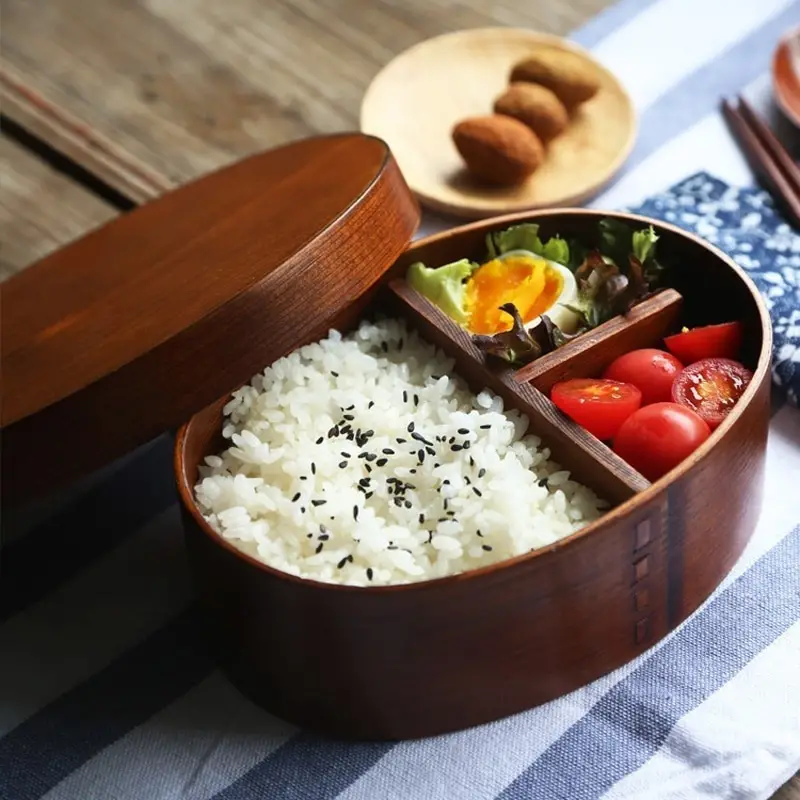 1pc Wooden Lunch Box Japanese Bento Box Food Container Small Fruit Sushi  Food Container School Lunchbox For Travel Picnic Tableware Back To School  Sup