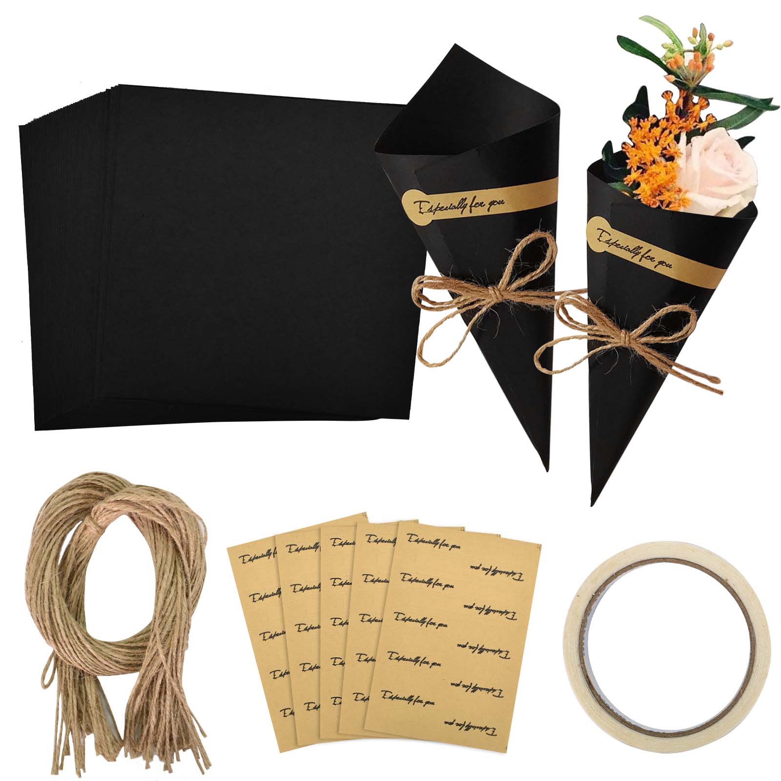 Todokraft - Set da matrimonio con coni per riso e sacchetti per regali, 25  pezzi ognuno