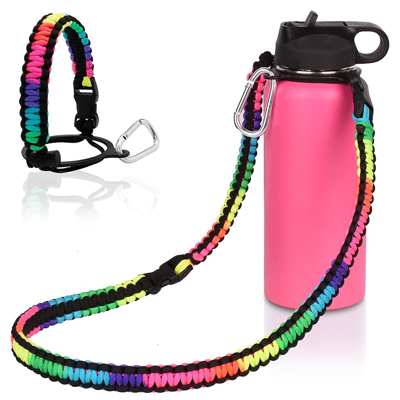 1pc Outdoor Water Bottle Handle Paracord Strap, Woven Cup Holder Lanyard