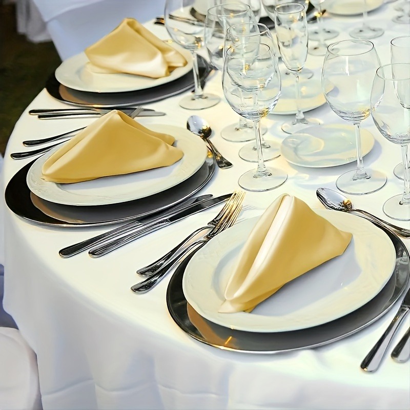 Polyester Napkins Solid Color Napkin Cloth Satin Wedding - Temu