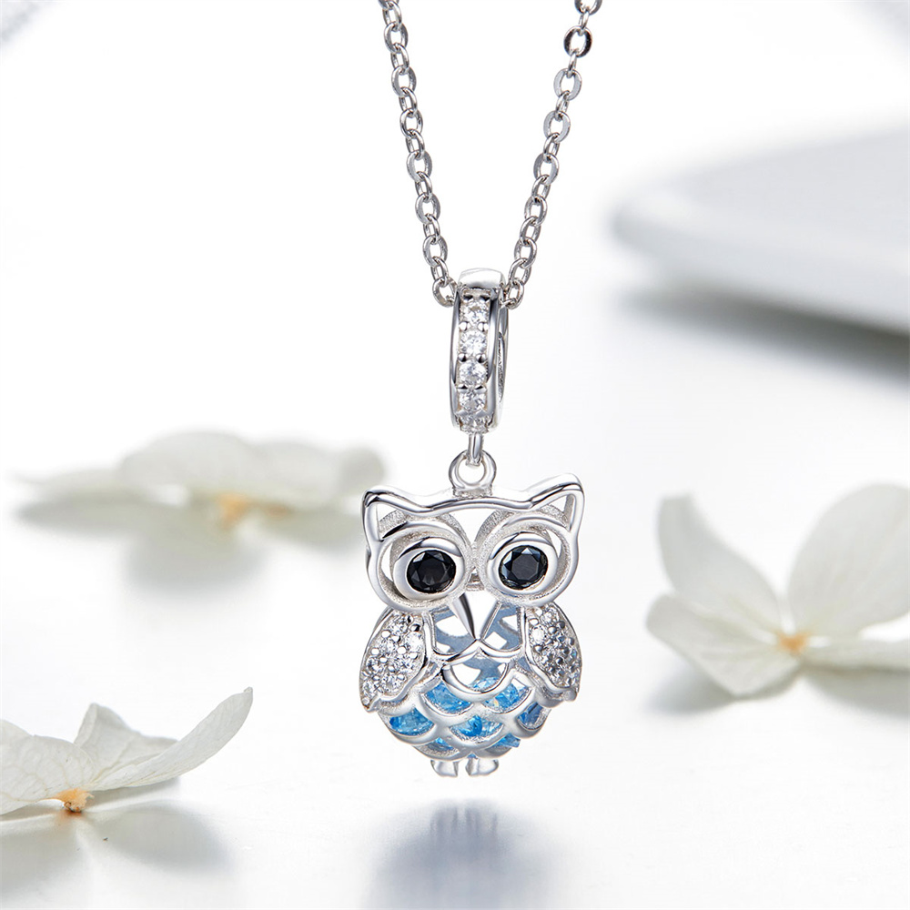 Gorgeous Vintage Silver Owl Pendant Necklace with Floating Charms,Temu