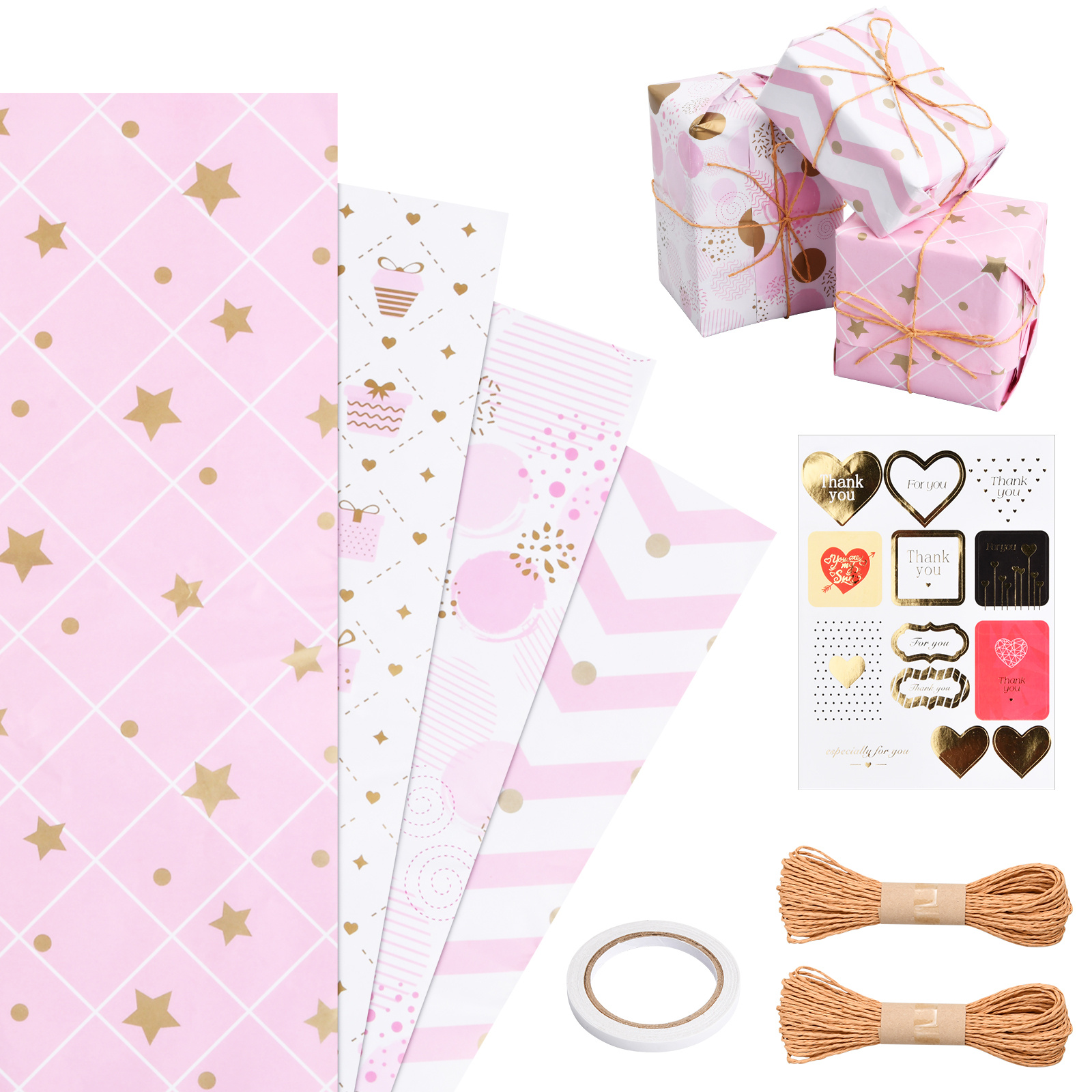 Carta da regalo per bambina, fogli di carta da regalo per lei, motivo a  pois rosa, multicolore : : Cancelleria e prodotti per ufficio