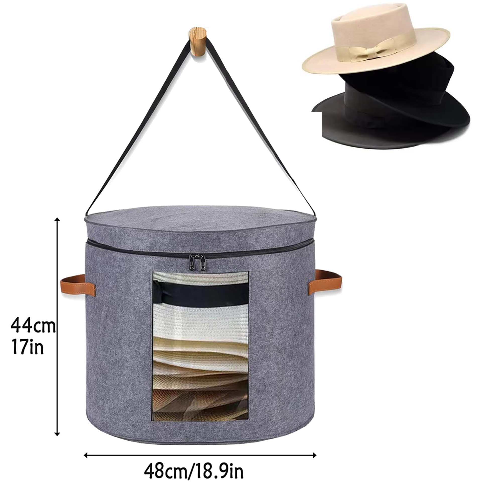 Felt Hat Storage Box For Women & Men, D X H Foldable Round Cowboy Hat Box, Travel  Hat Organizer With Dustproof Lid, Stuffed Animal Toy & Clothes Storage Box  - Temu