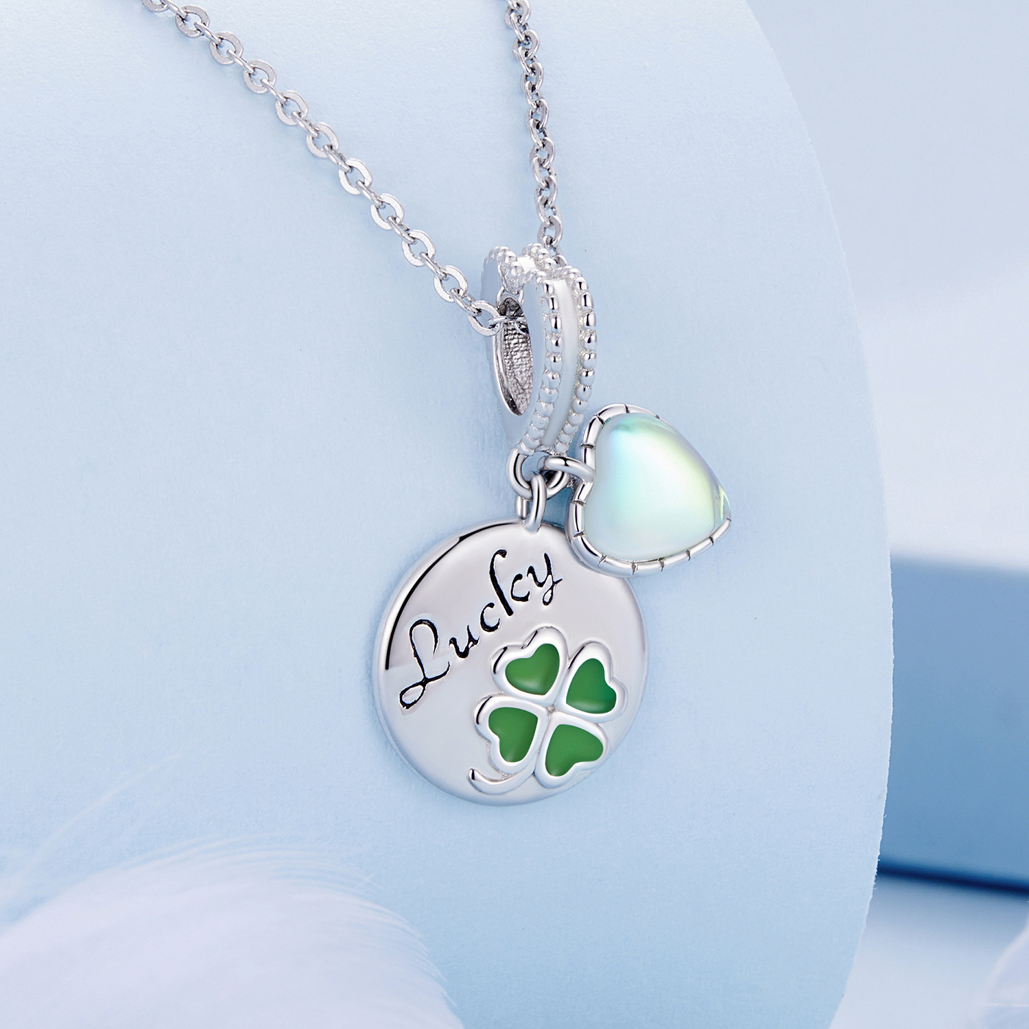 Four Leaf Clover Sterling Silver Necklace, Lucky Charm Pendant