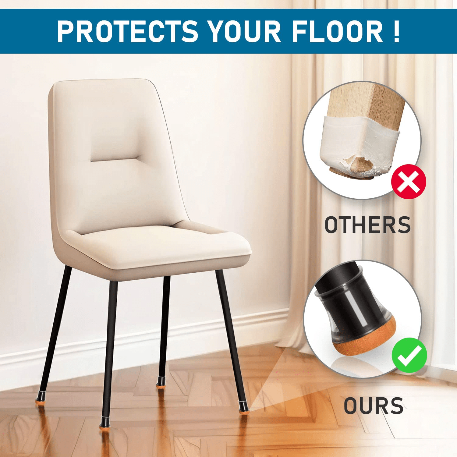 Almohadillas antideslizantes para patas de silla, protectores de suelo para  patas de muebles, cubiertas de patas