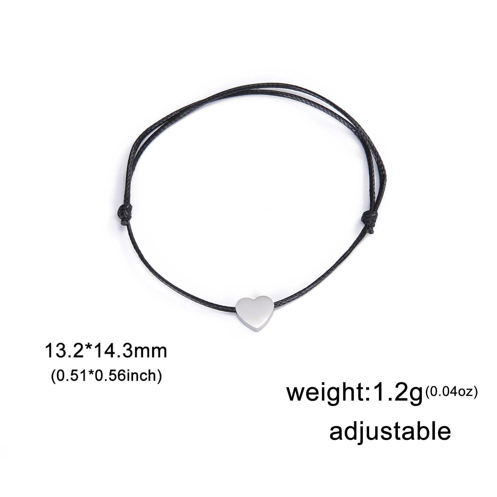 Tiny Heart Charm String Bracelet, Friendship Bracelet, Adjustable