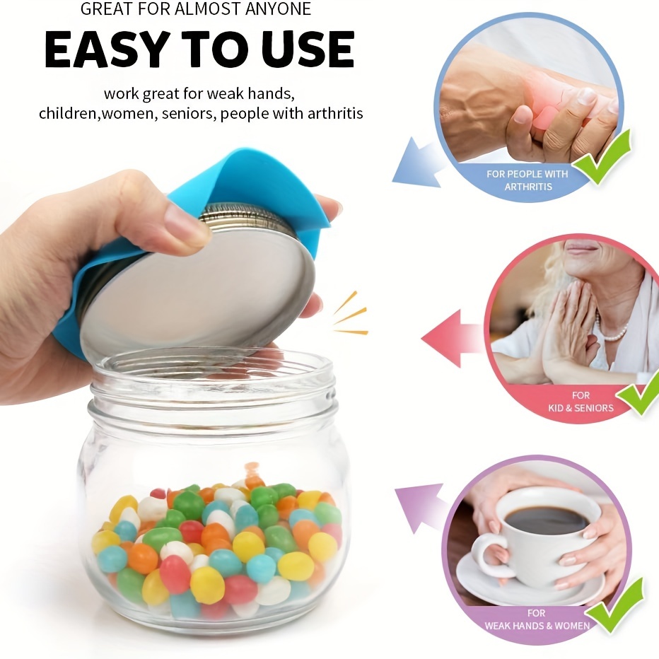 Rubber Jar Opener Gripper Pad, Jar Opener for Weak Hands, Silicone Heat  Insulation Pad Round Rubber Grippers for Opening Jars for Elder Kid, People