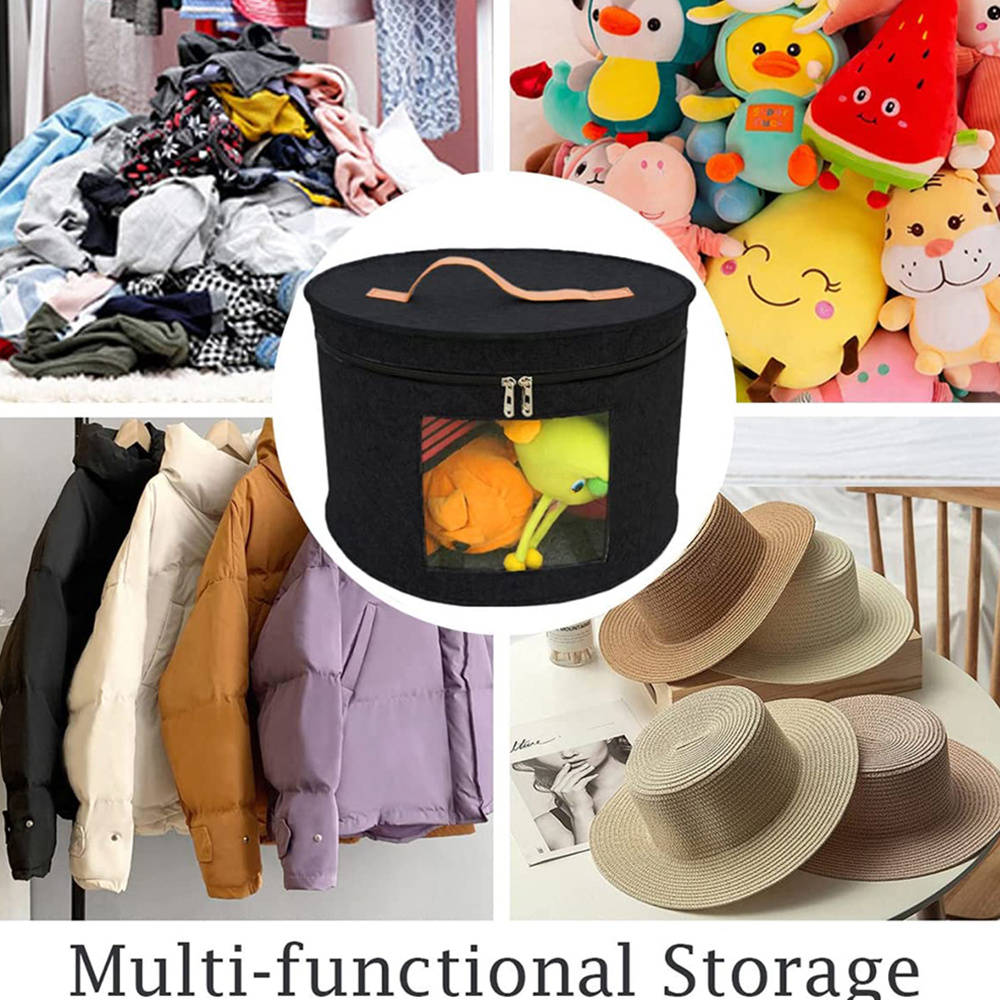 Hat Box Organizer Round Travel Hat Boxes Foldable Hat Storage Bag With  Dustproof Lid Large Hat Stor