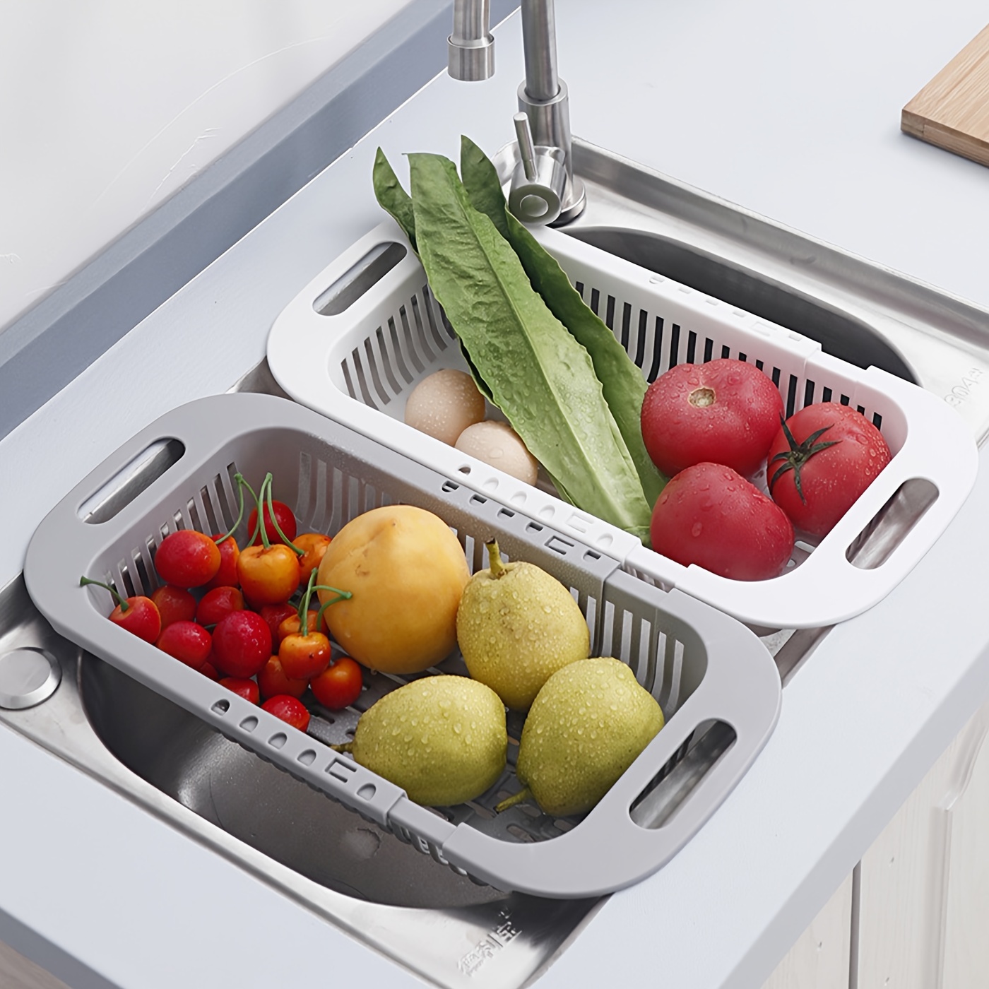 Kitchen Sink Drain Basket, Telescopic Tableware Drain Rack, Fruit And  Vegetable Basket, Dish Drying Rack, Soap Sponge Holder, Home Kitchen  Supplies - Temu