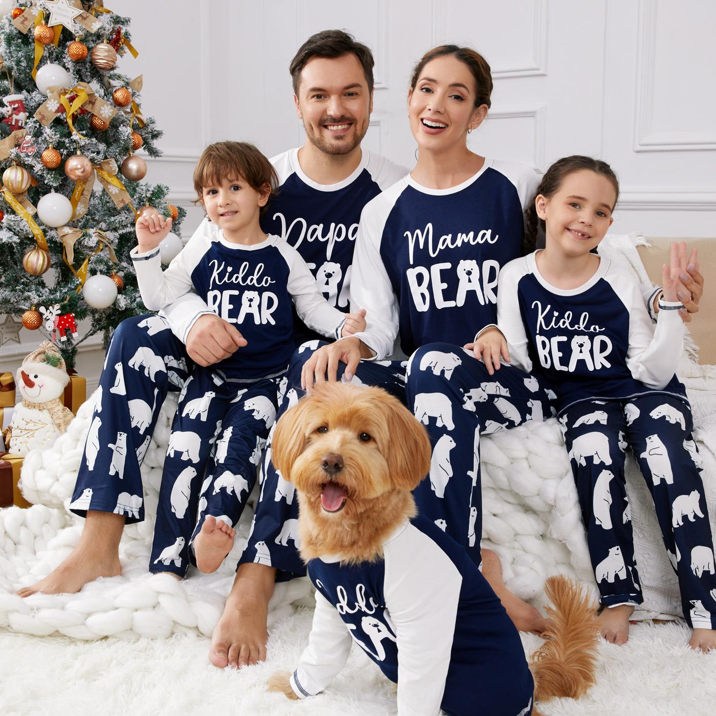 Christmas Family Matching Pajamas Set, Xmas Bear Printed Pajamas