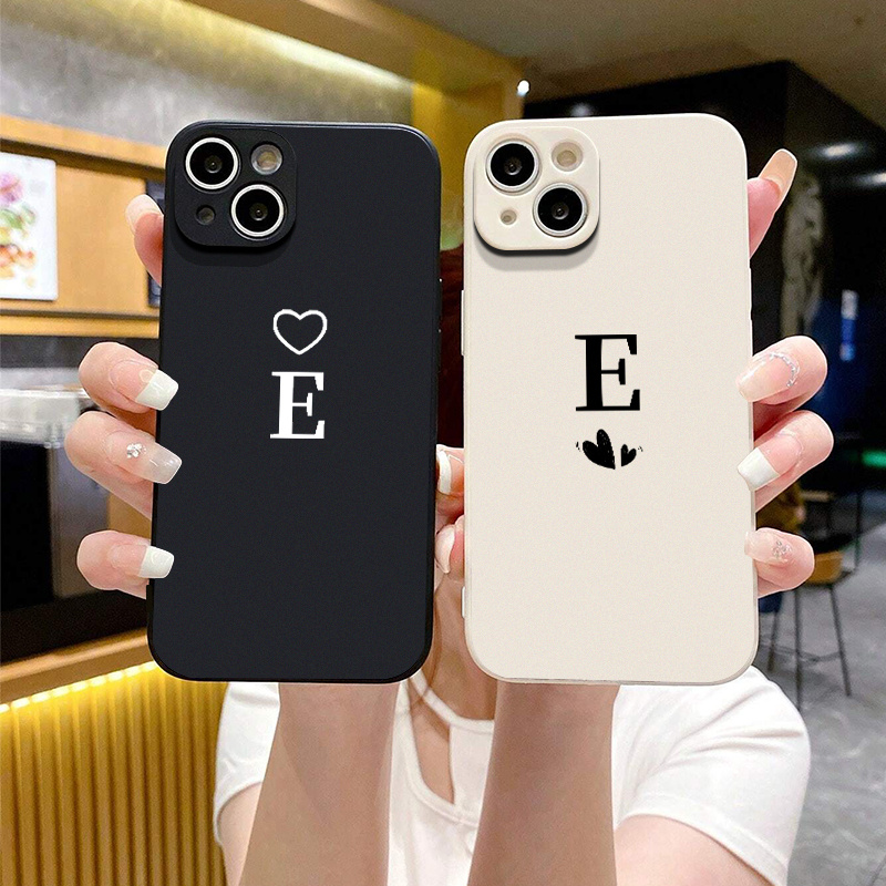 Letter Y & Heart Pattern Phone Case For Iphone 11 12 13 14 Pro Max Mini Xr  Xs X 7 8 Plus Se2020 Shockproof Silicone Phone Cases Gifts Soft Black  Purple Cover - Temu United Arab Emirates