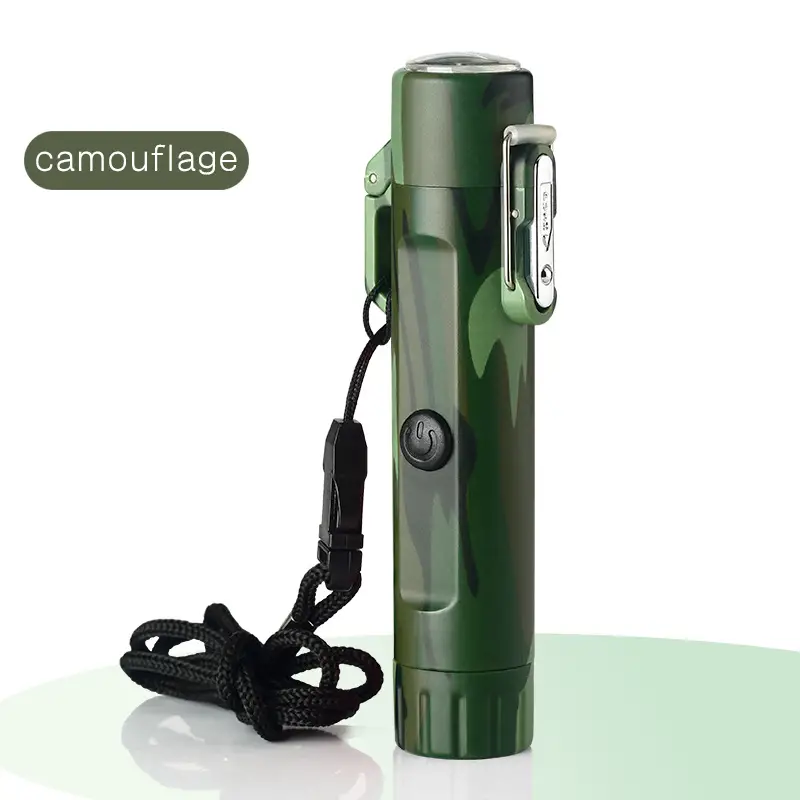 Tactical Lighter With Flashlight And Compass Double Arc Waterproof Windproof Lighter Suitable For Outdoor Camping Hiking details 8