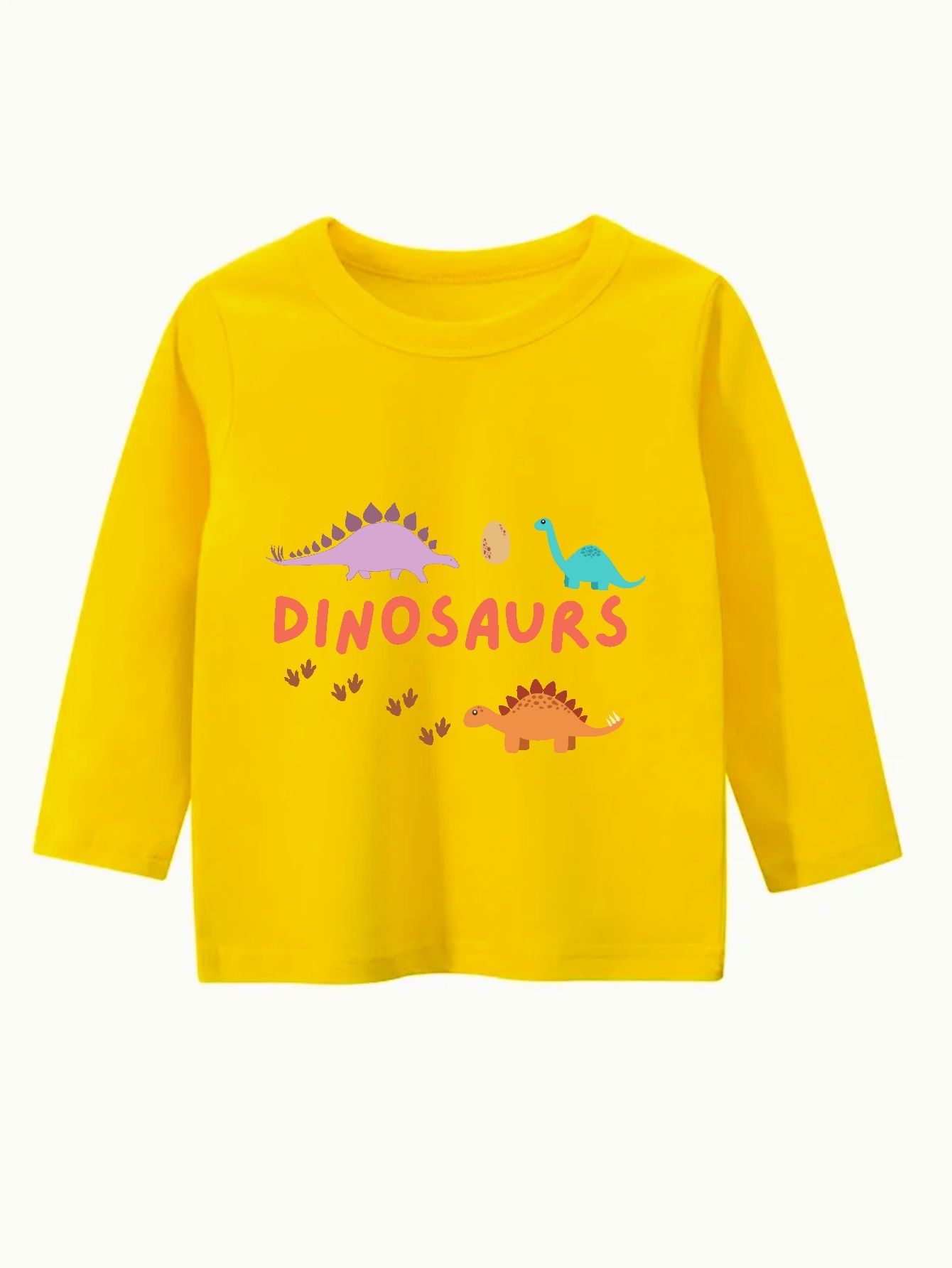 Kid Boy Letter Dinosaur Print Long-sleeve Tee