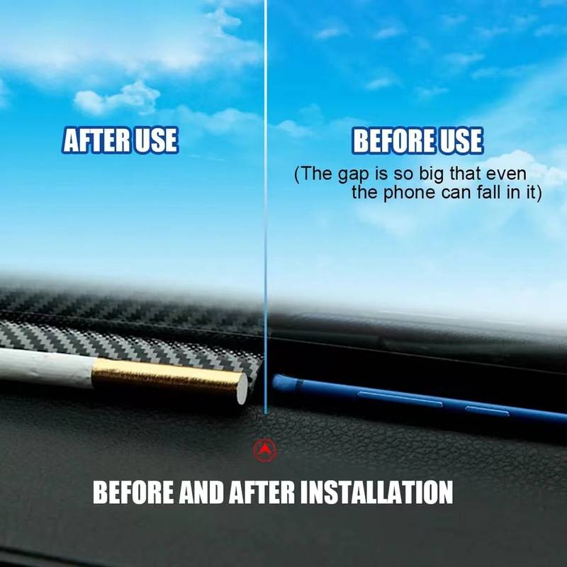 1.6M Rubber Carbon Fiber Look Car Dashboard Gap Filling Sealing Strip – Black, Universal Fit
