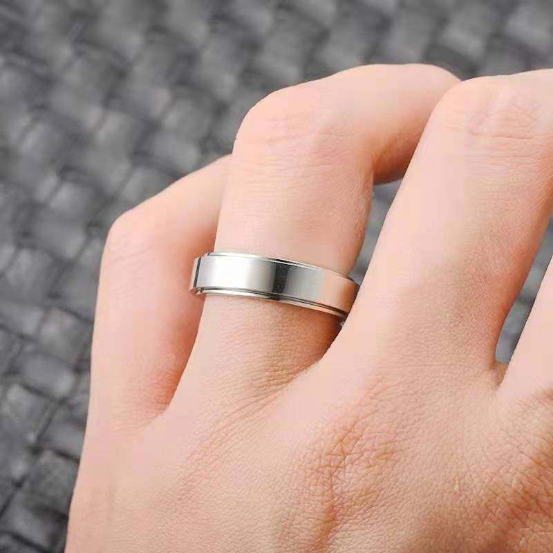 minimalist anxiety ring made of stainless steel rotatable design for   your stress silvery   make   suitable for women Product details 7