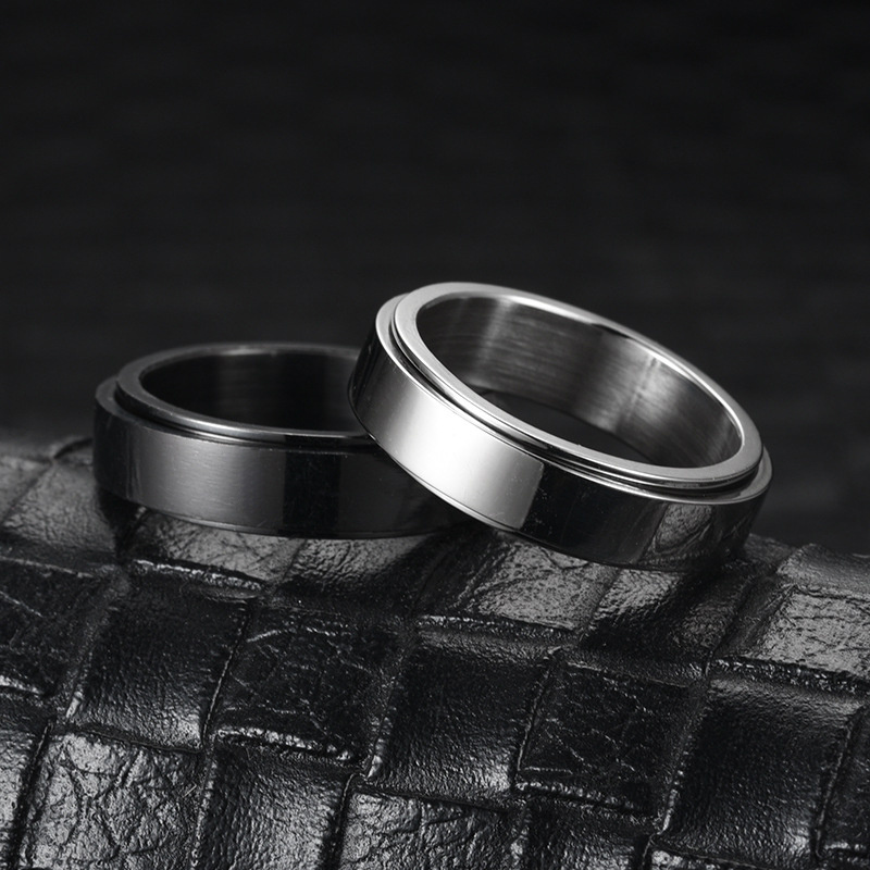 Stainless Steel Rotatable Anxiety Ring for Stress Relief Silver