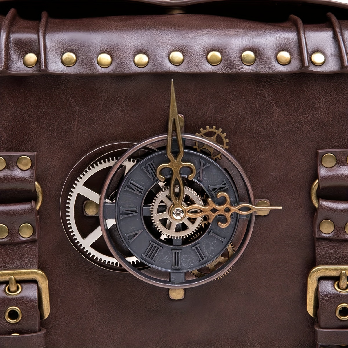 Halloween Vintage Clock Decor Crossbody Bag, PU Leather Textured Satchel Bag Purse, Classic Fashion Versatile Shoulder Bag - Click Image to Close