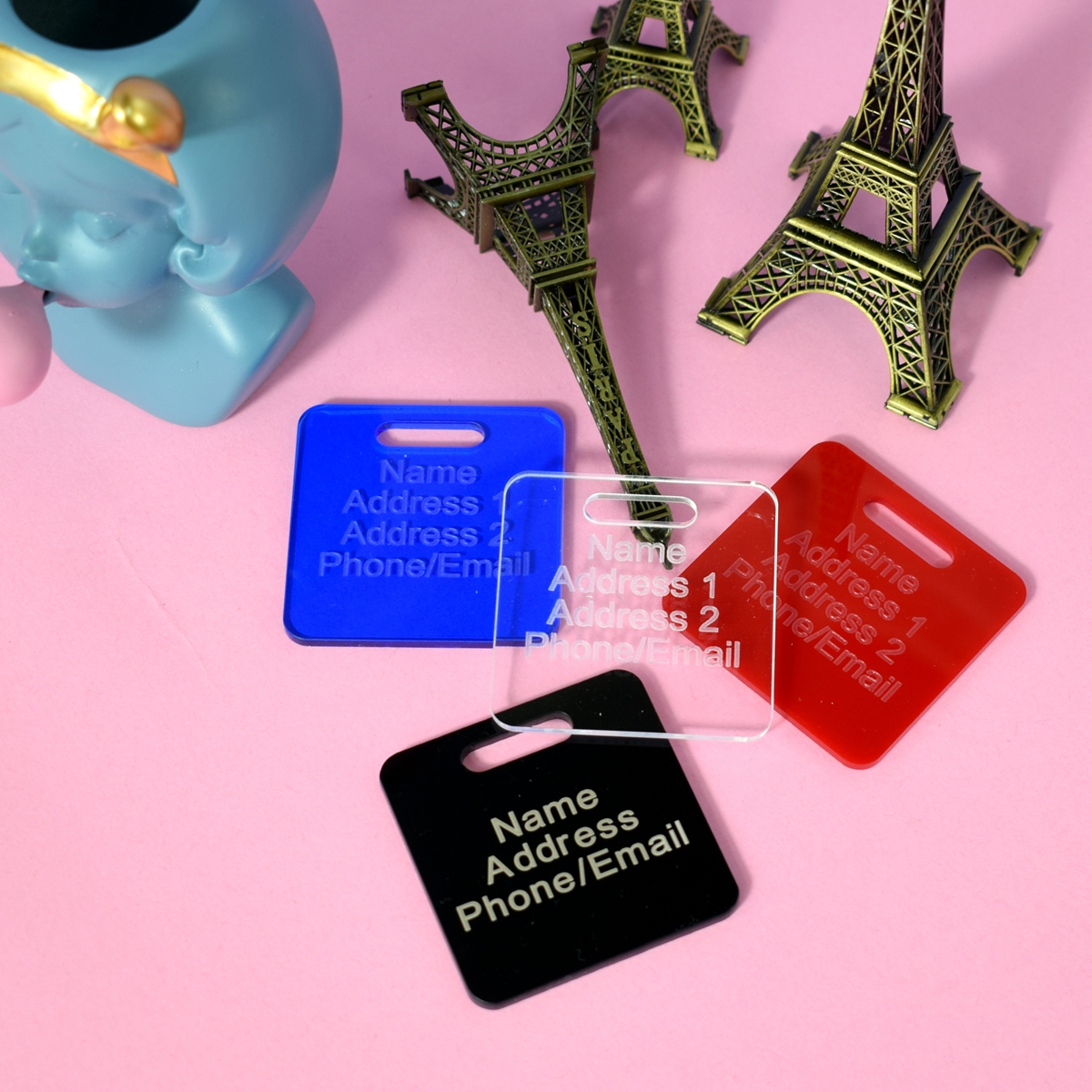 Transparent Square Acrylic Personalized Luggage Tags Custom - Temu United  Arab Emirates