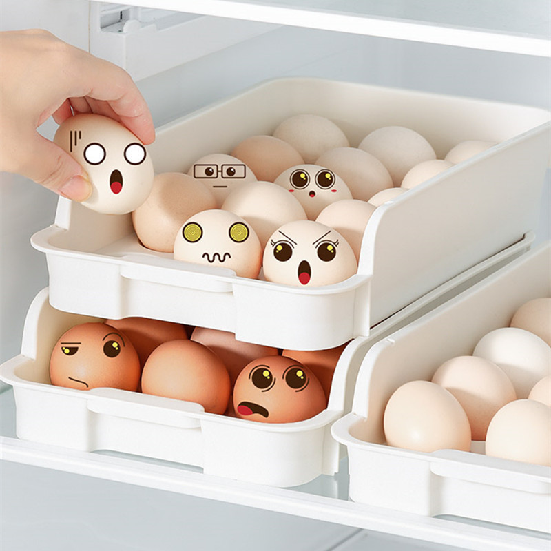 Refrigerator Plastic Egg Storage Box With 2 Drawer Egg - Temu